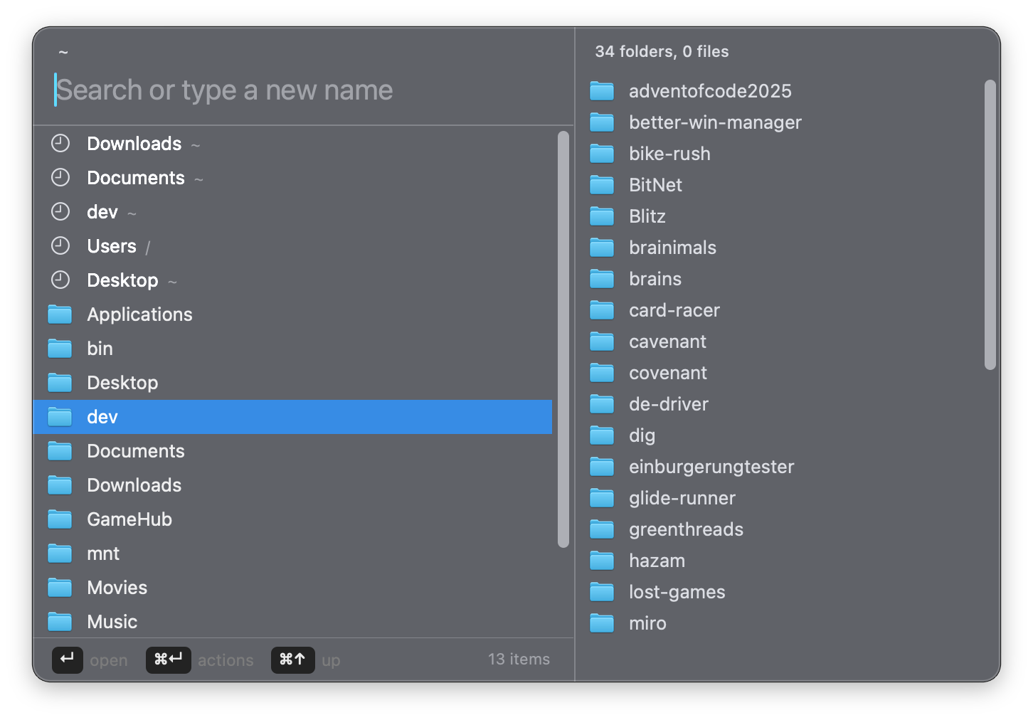 File Picker keyboard-first file navigator